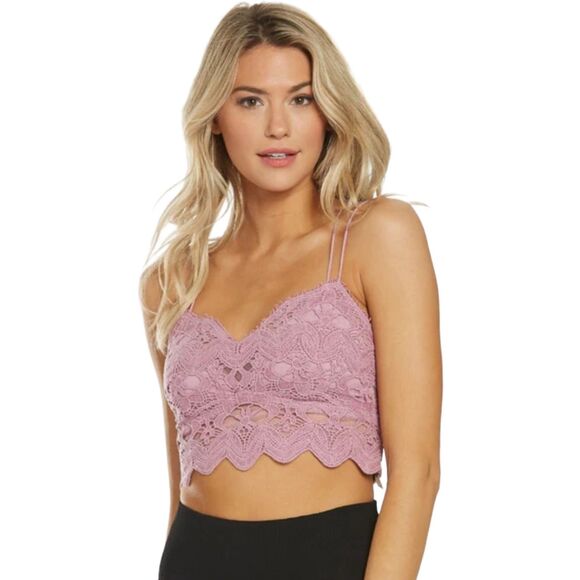 Free People Intimately FP Ilektra Purple Pink Lace Bralette Size Medium - Picture 1 of 8